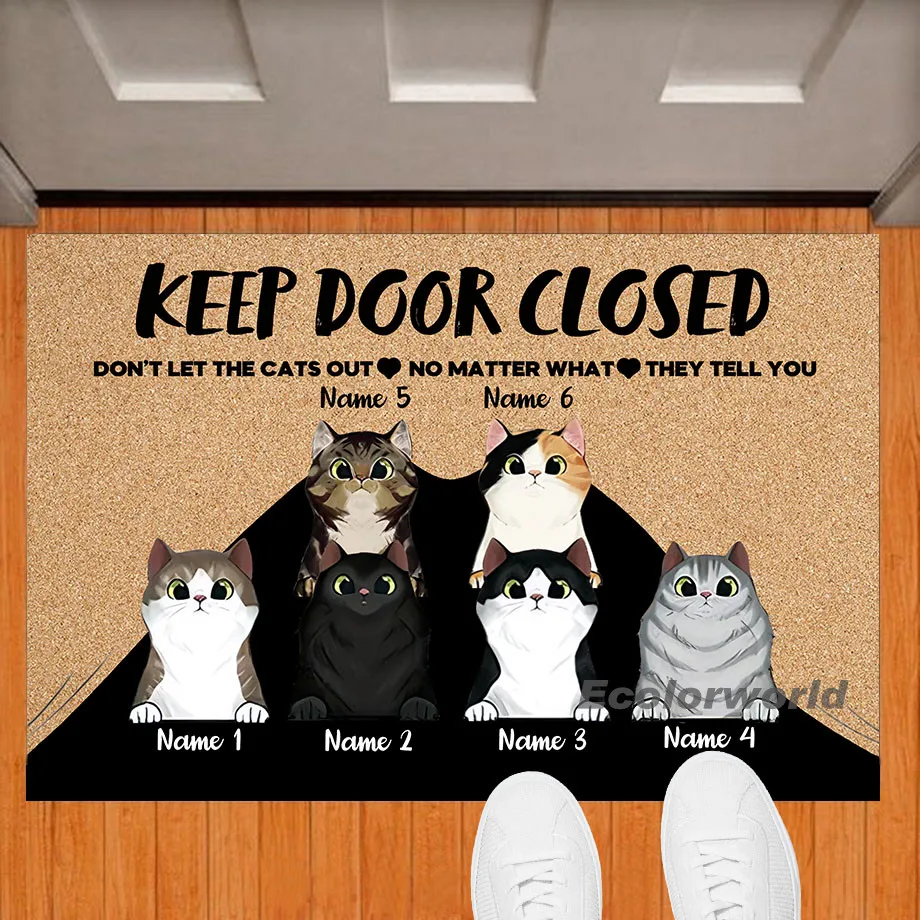 

Personalized Cat Doormat Cartoon Pets Mat Rug Keep Door Closed Floor Mats Carpet Home Decor Accessory Gift