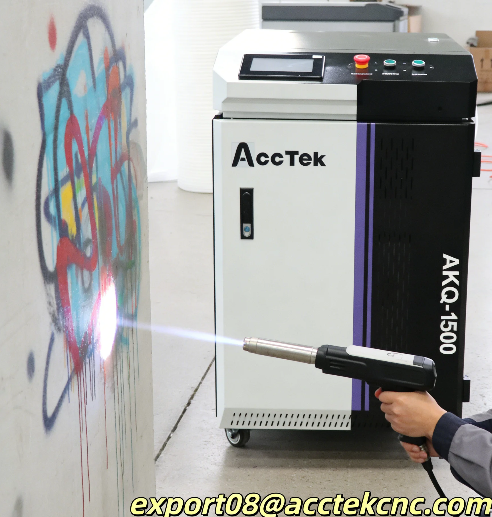 AKQ-1500 Continue Fiber Laser Cleaning Handheld Machine Water Cooling for Laser Metal cleaning Laser Metal Rust Cleaning