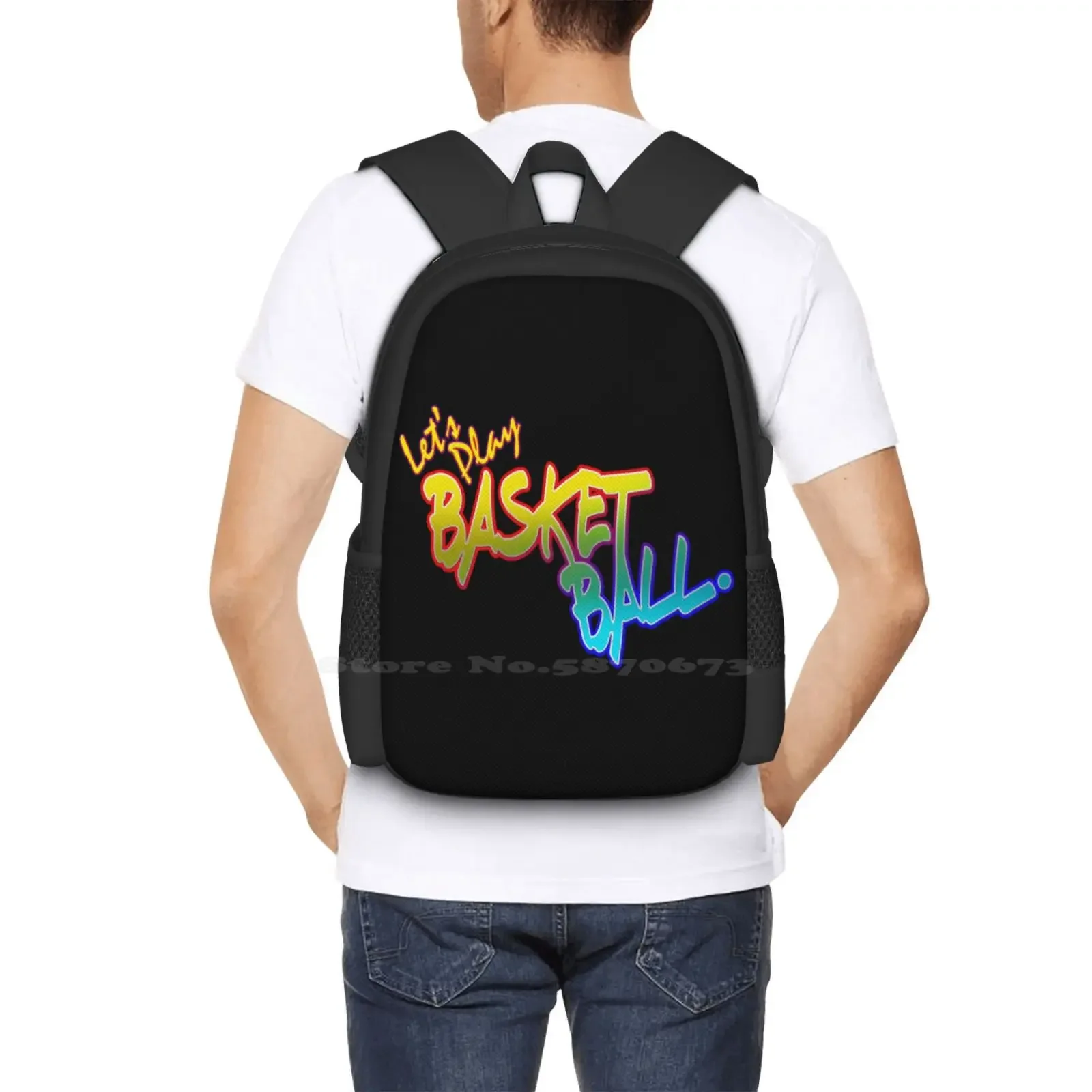 دعونا نلعب كرة السلة رائجة البيع حقيبة مدرسية على ظهره حقائب الموضة دعونا لعب كرة السلة لاعبي كرة السلة الرياضة #6