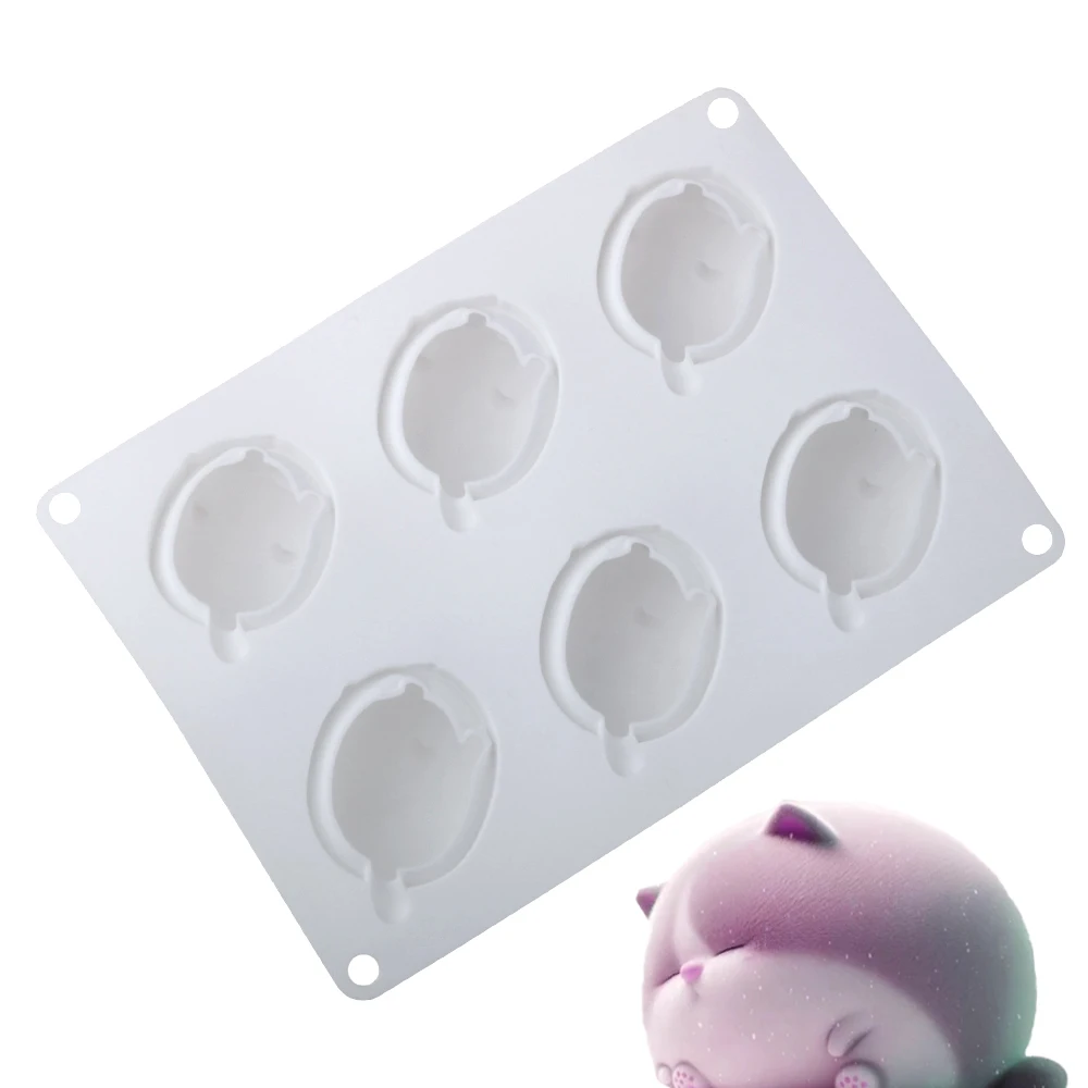 6-Zellen-Silikon-Kuchenformen mit niedlichem Nickerchen-Design, französische Mousse-Kuchenformen, Küche, Dessert, Backwerkzeuge, selbstgemachte Seifenform