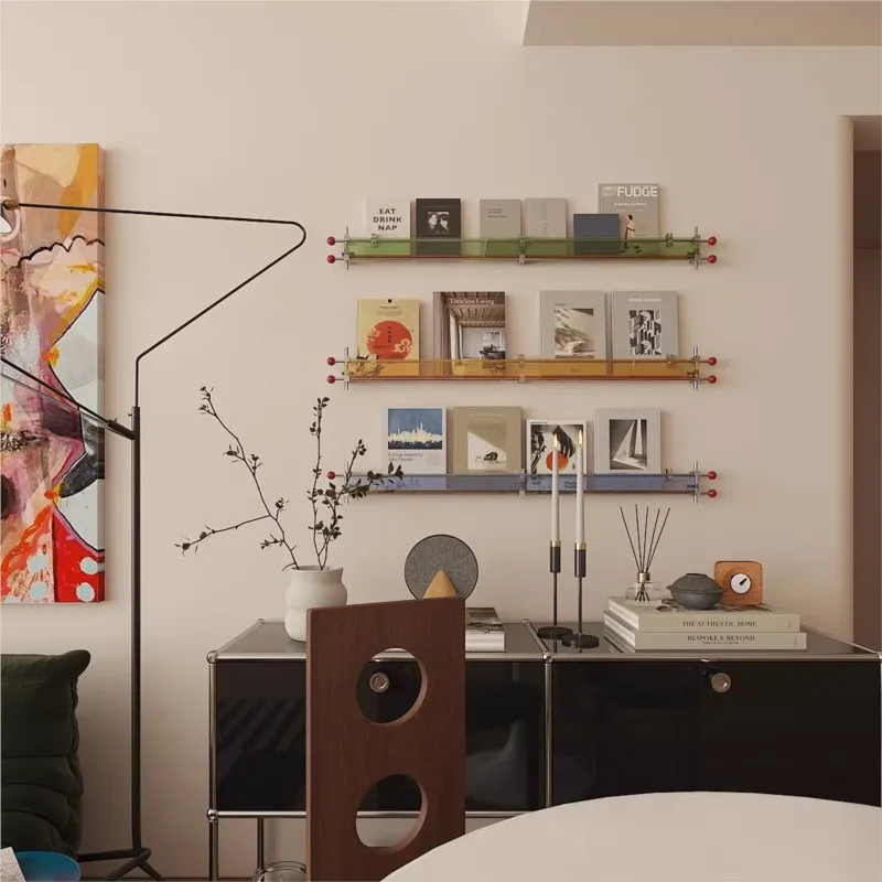 MOMO الاكريليك المحور البصري مجلة الرف باوهاوس مصمم نمط حائط الخلفية الديكور الحائط رف شاشة كتاب #3