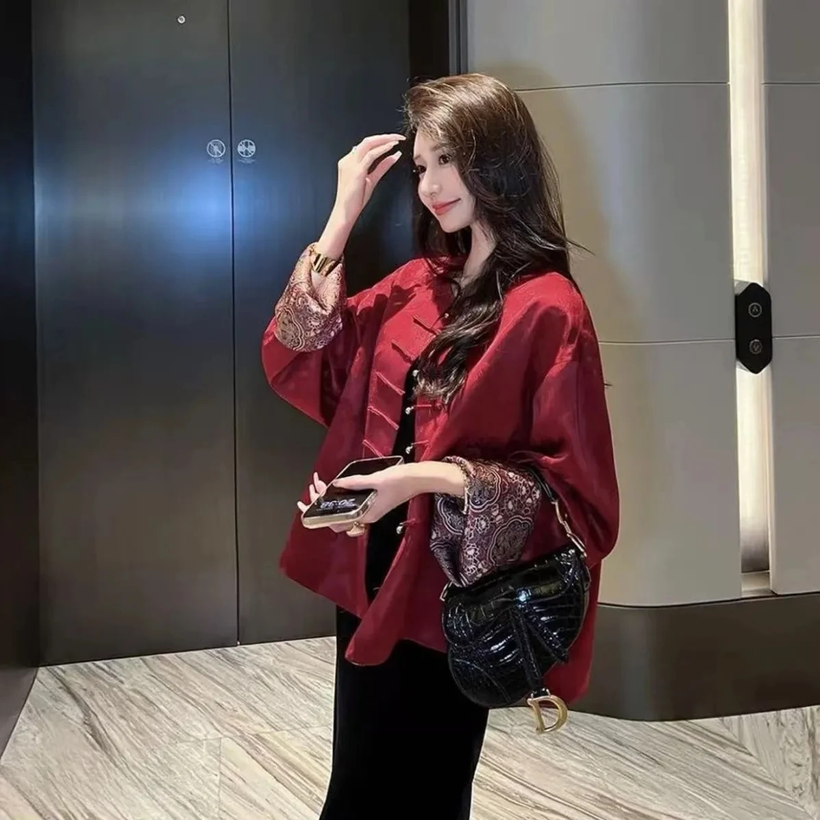 

Red New Chinese style Women's 2025 New High end Tang style Coat with high-end buckle fashion