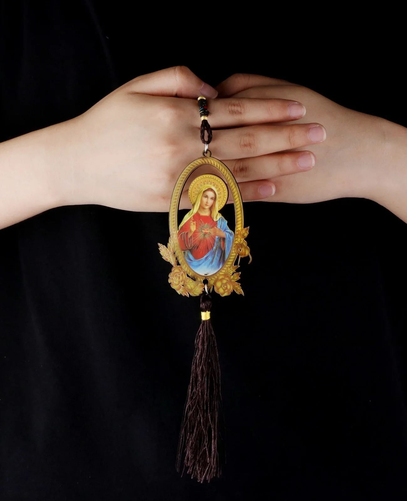 Diyalo Unsere Liebe Frau Jungfrau Maria Heiliges Herz Anhänger Holz Katholisches Auto LKW Behänge Home Decor Tür Ornament Kirche Taufe Geschenke – Detail 4