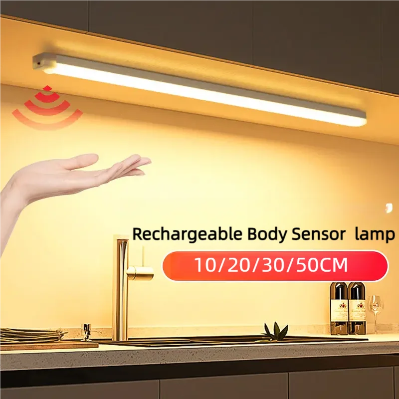 Motion Sensor Lamp Night Light Wireless LED USB Type C Rechargeable Lamp for Kitchen Cabinet Bedroom Wardrobe Staircase Lighting