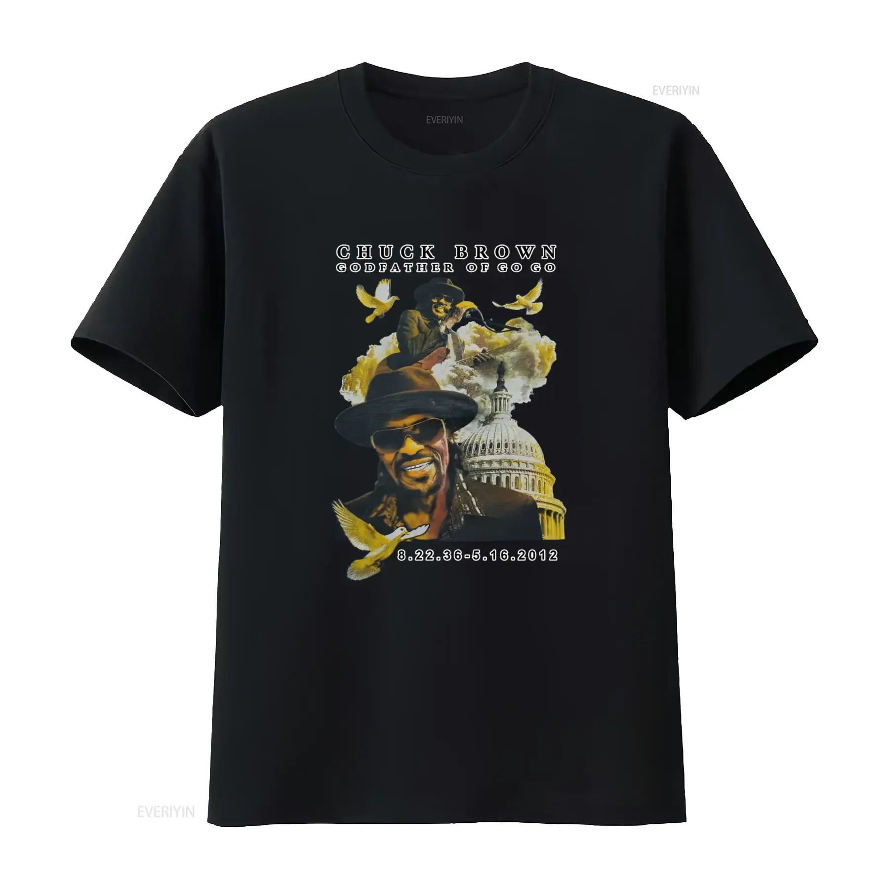 Chuck Brown Godfather Of Go Memorial T Shirt XL Featuring Iconic Images Capitol Building and Doves vintage Washed streetwear