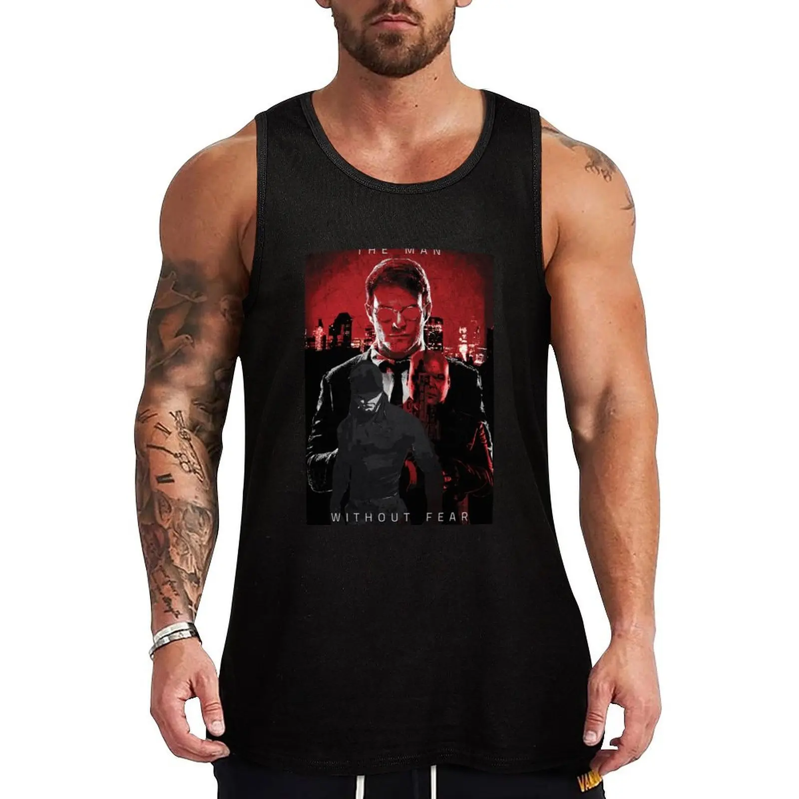 THE MAN WITHOUT FEAR Tank Top Regular Fit Basic Tank Top Sleeveless Casual Shirt