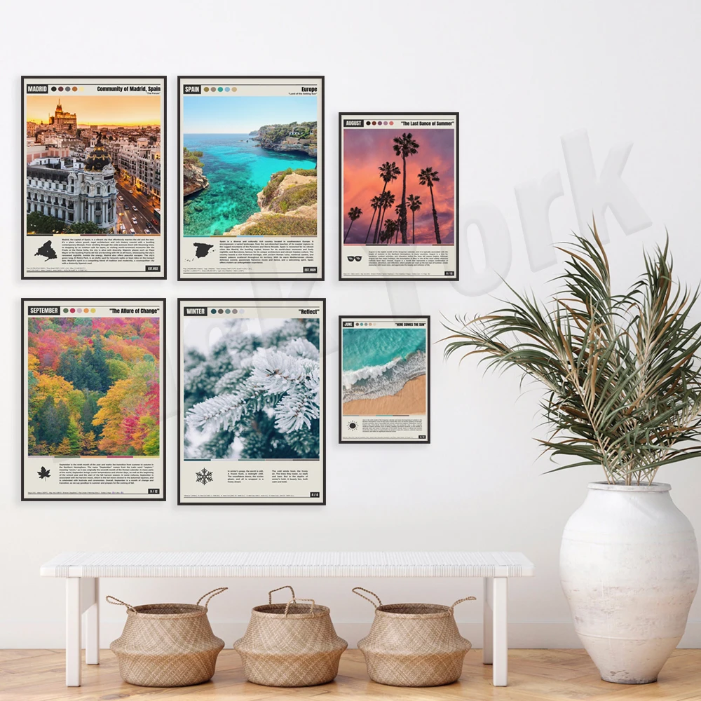 اليابان، اسبانيا، مدريد، ليون اسبانيا، برشلونة، لوحة زيتية علم، أغسطس، أشجار النخيل، صيف شاطئ يونيو، ملصق السفر في سبتمبر #4