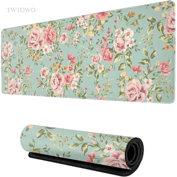 핑크 플라워 미학 마우스 패드, 게이머 XL 대형 커스텀 마우스 패드, XXL 플레이매트 카펫, 사무실 소프트 컴퓨터 마우스 패드, 테이블 매트, 신제품