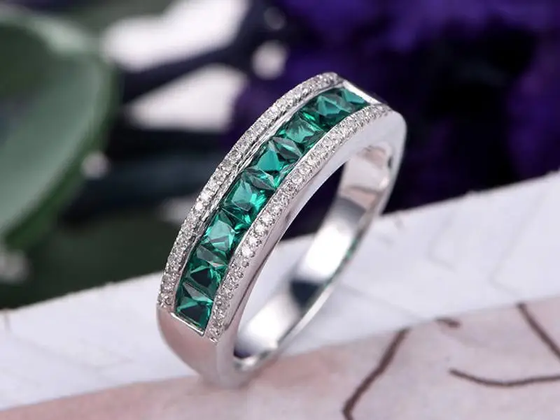 Najnowszy prosty pierścionek ze srebra próby 925 dla kobiet Klasyczny zielony biały CZ Austriacki pierścionek zaręczynowy S925 Plata Color Jewelry Lover — zdjęcie 6