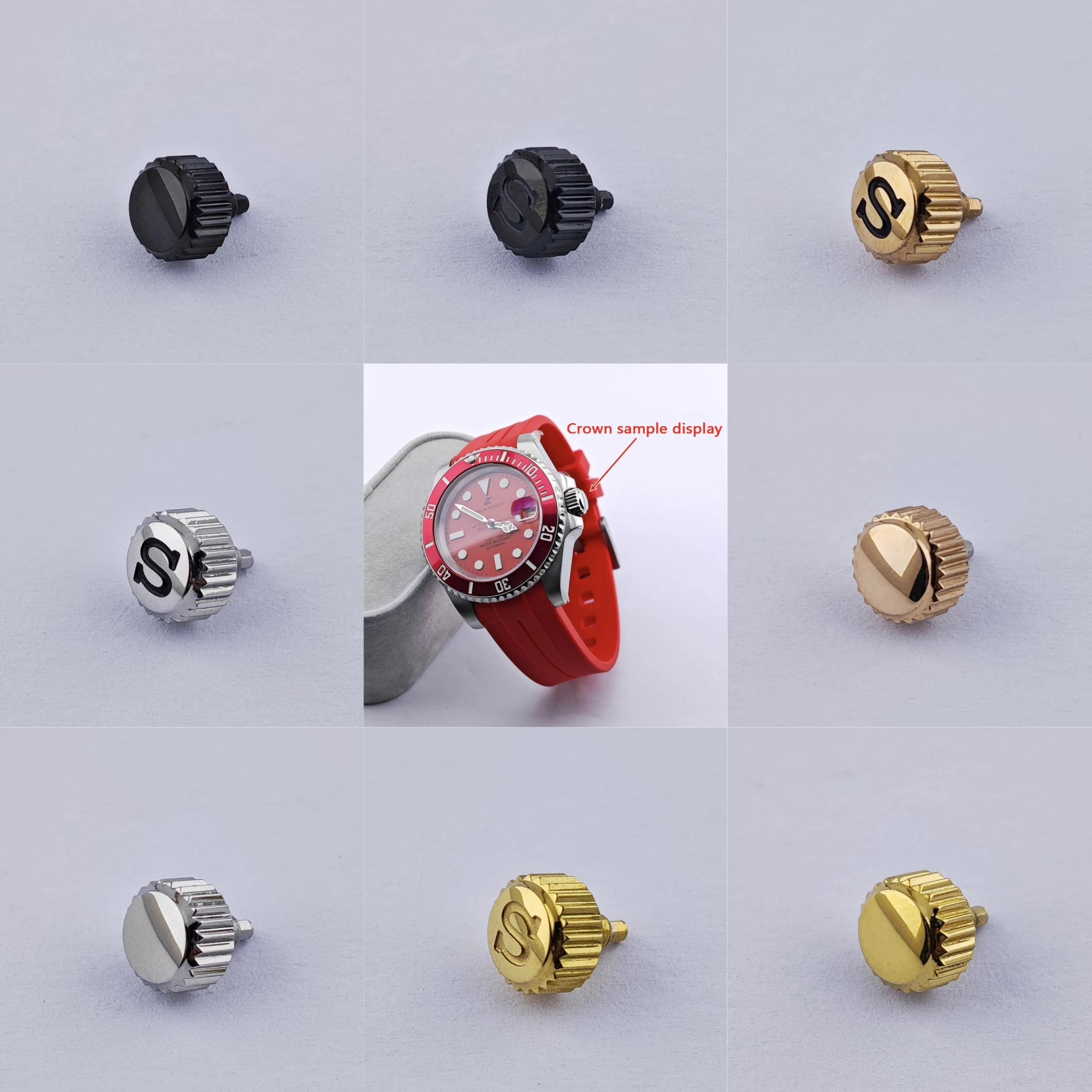 High Quality Replacement Crown With Engraved 'S' Logo, Suitable for Movement NH35NH36, Including Crown Tube Shaft
