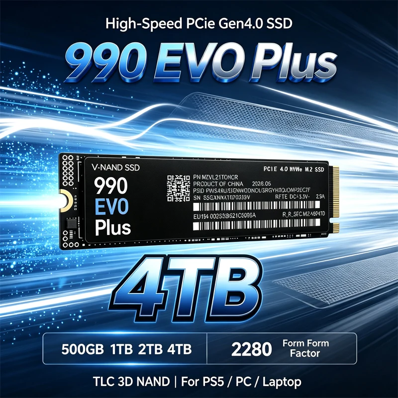 Internal M.2 NVMe SSD 990 EVO Plus PCIe Gen4.0 X4 TLC 3D NAND 500GB 1TB 2TB 4TB 2280 Gaming Drive For PS5 PC Laptop