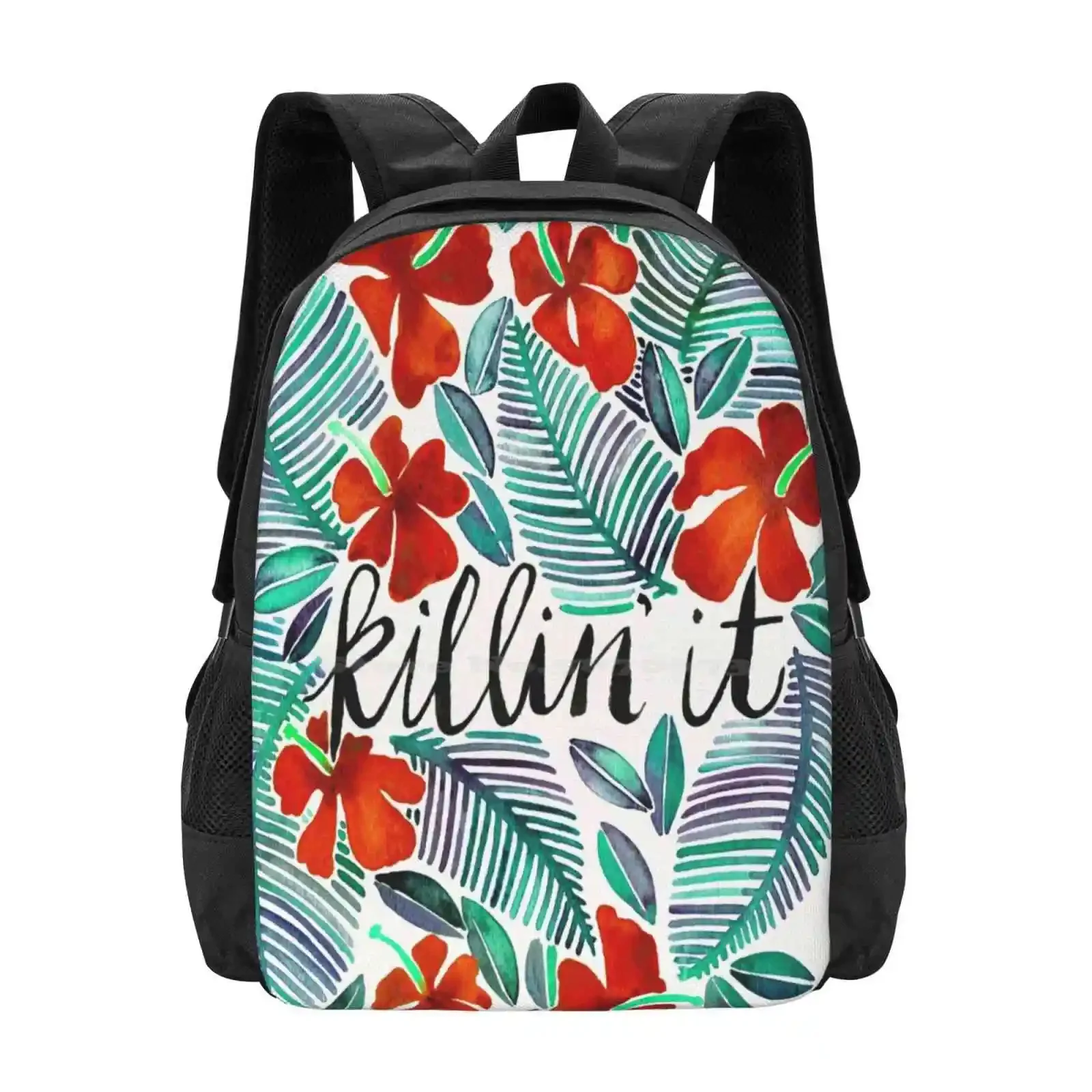 Killin' It – الاستوائية الأحمر والأخضر رائجة البيع حقيبة مدرسية على ظهره حقائب الموضة قتلها Killin It يقتبس فرشاة الطباعة