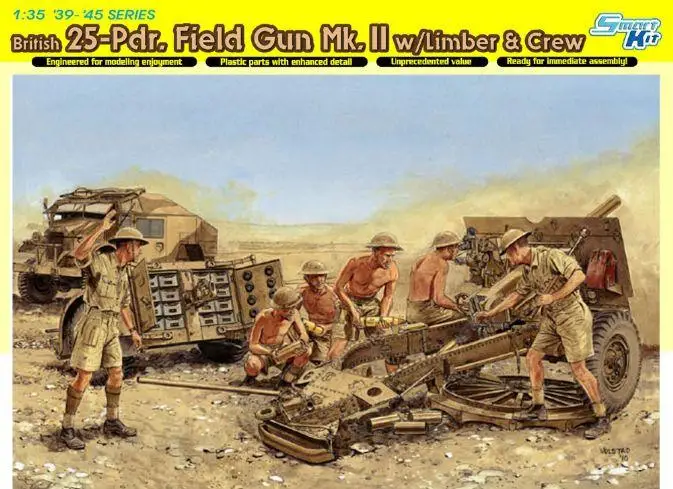 

DRAGON 6675 1/35 British 25-Pdr. Field Gun Mk.II w/Limber & Crew - Scale Model Kit