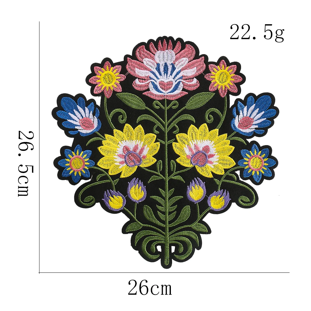 Large Badge Embroidery Flower Applique Hot Melt Glue Sewing Ironing Patch for DIY Clothing Accessories Coat Back Decor Finishes