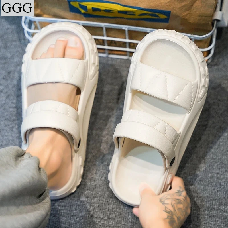 

Мужские тапочки, новинка 2023 года, летняя верхняя одежда, сандалии на мягкой подошве, легкая нескользящая пляжная обувь двойного назначения с защитой от запаха