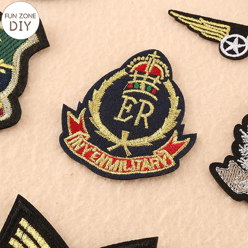 FZdiy Patches for Clothing Anchor Shield Badge Thermoadhesive Patch Iron on Patches Embroidery Applique on Clothes