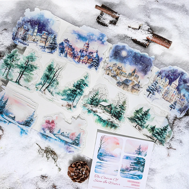 6 styles 10 pc The charm of snow in winter series Winter theme sticker Scrapbooking Material Diary Album Junk Journal Supplies