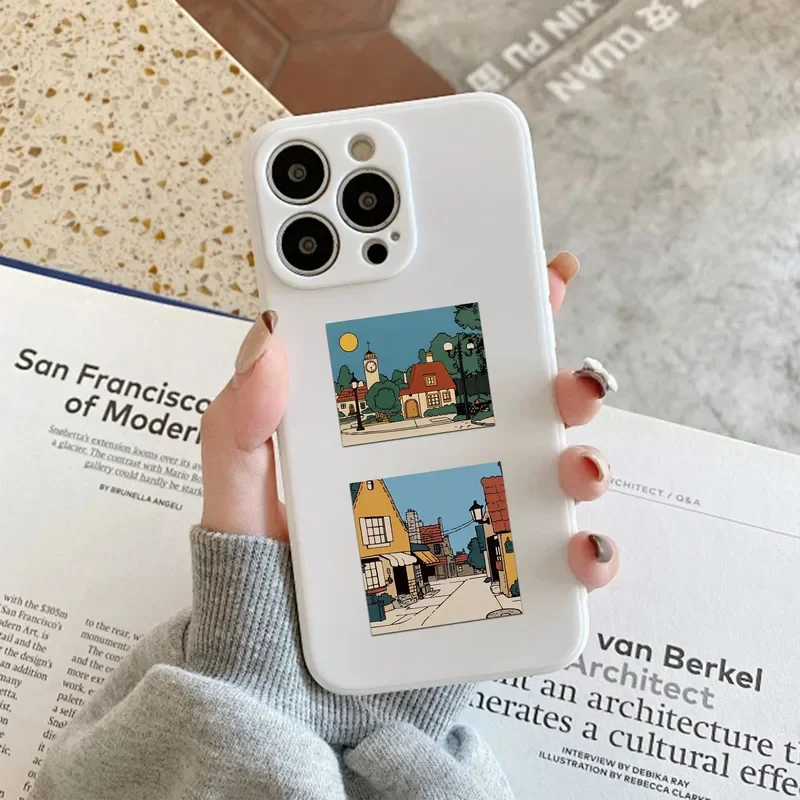 10/30/50Pcs Retro Cartoon Landschaft Aufkleber Exquisite Hand Materialien Telefon Fällen Laptop Koffer Wasser Tassen Wasserdicht stick