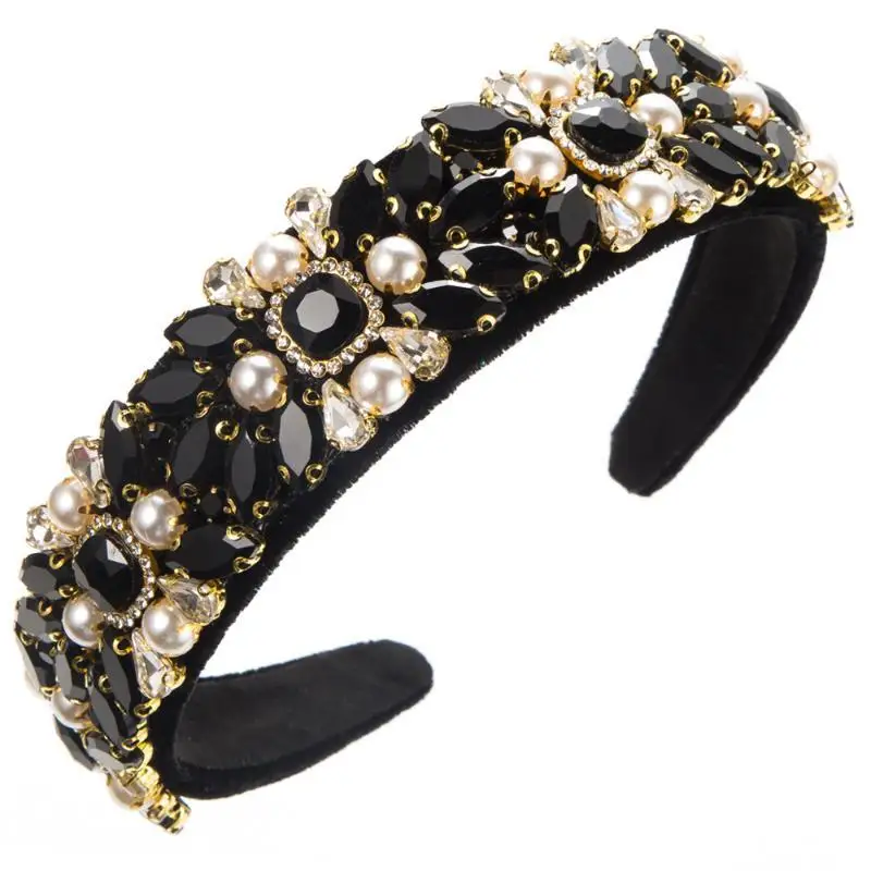 Barockes Strass-Haarband Haarspange Haaraccessoires Voll-Diamant-Haarband Glänzendes Farbiges Strass-Haarreif – Detail 5