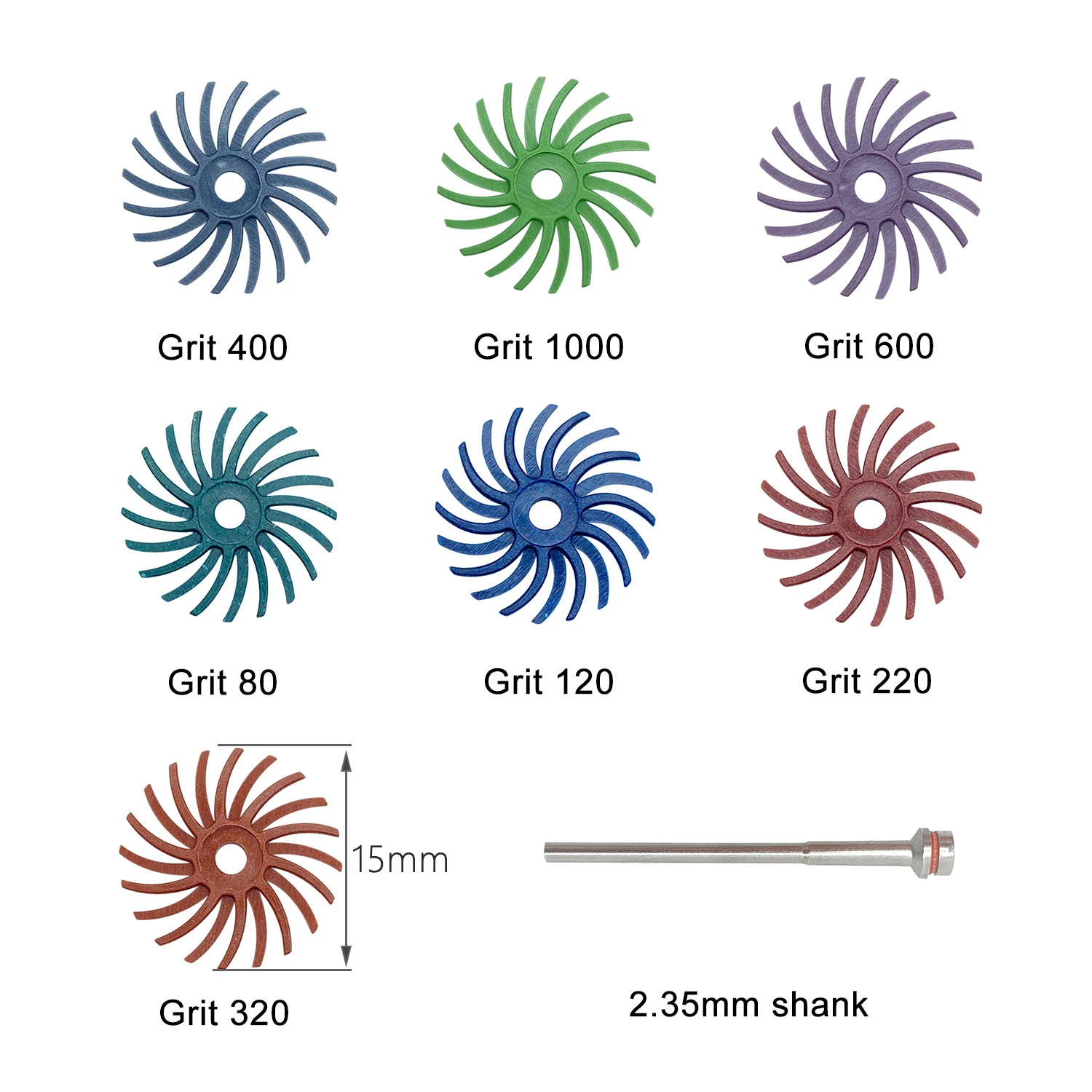 70pcs/Pack Dental Composite Spiral Finishing Polishing Disc Wheel and 5pcs Dental Lab Polishing Shank Mandrel 2.35mm