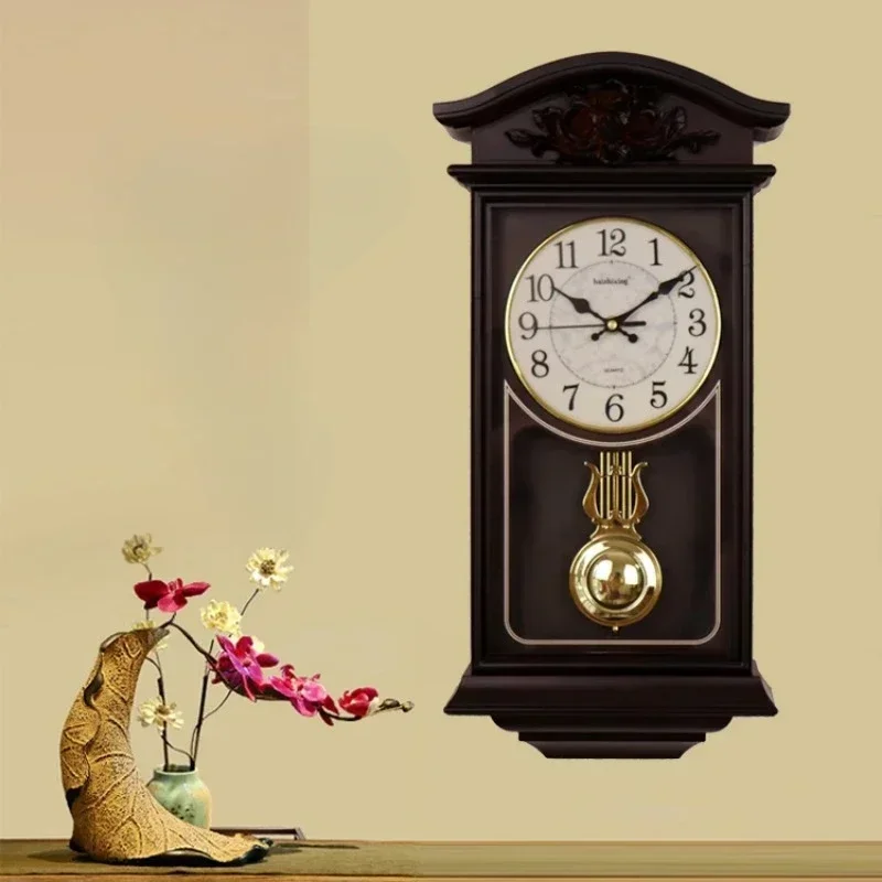 Large Living Room Wall Clock Vintage European Pendulum Quartz Giant Clock Wall Luxury Antique Mural Home Interior Decoration