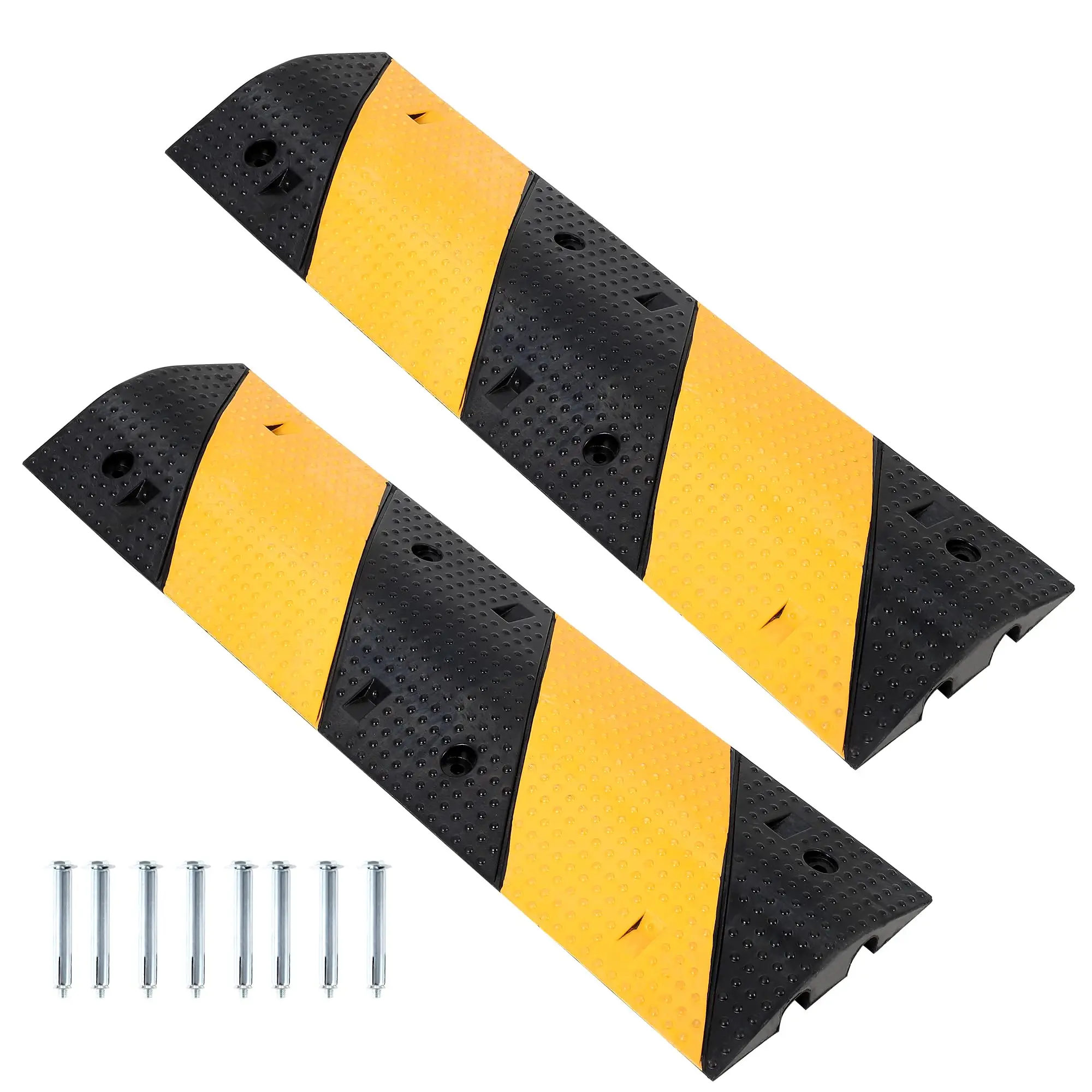 

3.3/6FT Rubber Speed Bump 2 Pack 22,000LBS Capacity Speed Bump With Expansion Screws For Parking Lot School Garage