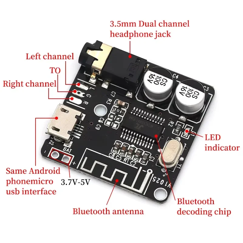 1-10pcs/set DIY 5.0/4.1 Bluetooth Audio Receiver Module MP3 Lossless Decoder Board Modified Wireless Stereo Music Module 3.7-5V