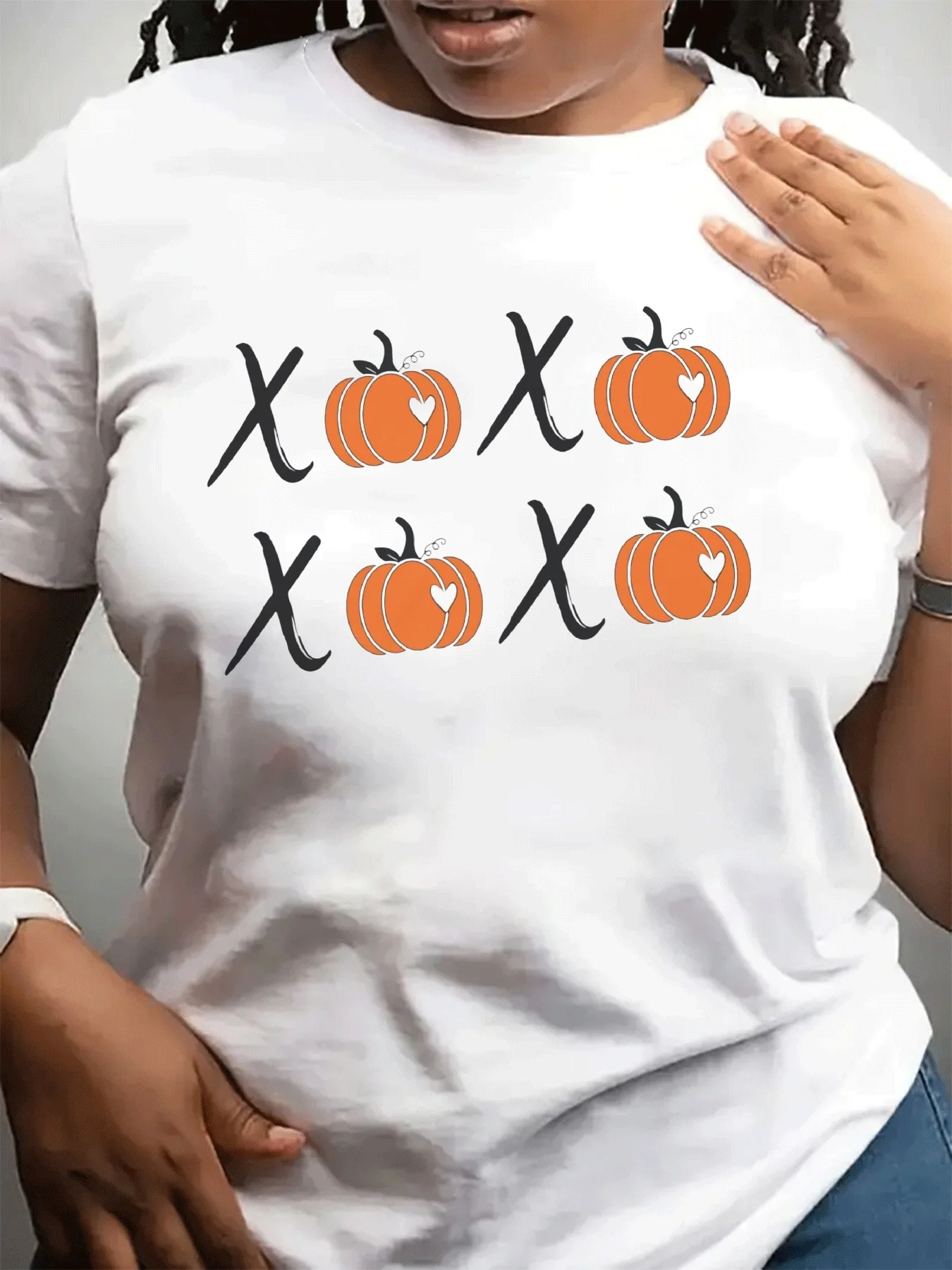 

Women's Halloween T-Shirt Lightweight Breathable Tee with Pumpkin Bat Pattern for Halloween Party Everyday Fall Outfit