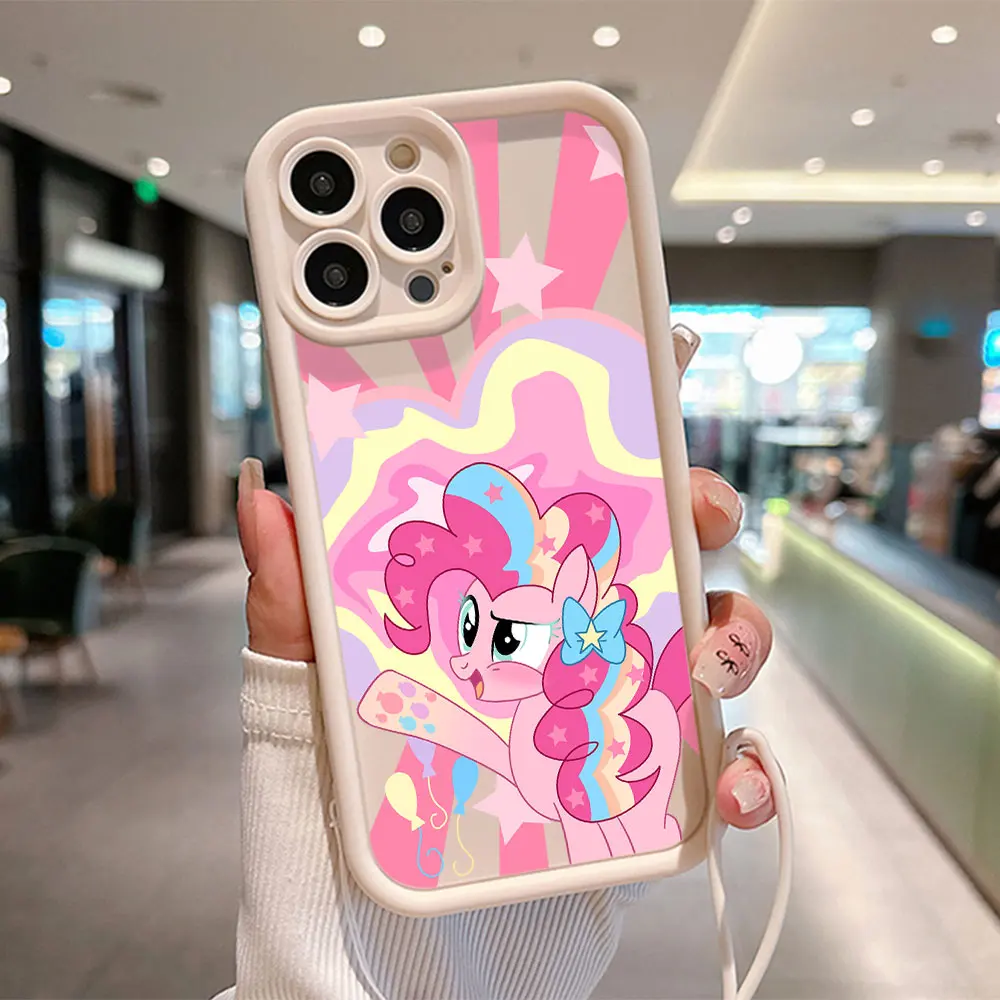 Cartoon Little Unicorns Cute Pony Phone Case for IPhone 15 14 13 12 11 Pro Max XR XS 8 Plus Soft TPU Back Cover With Hand Strap