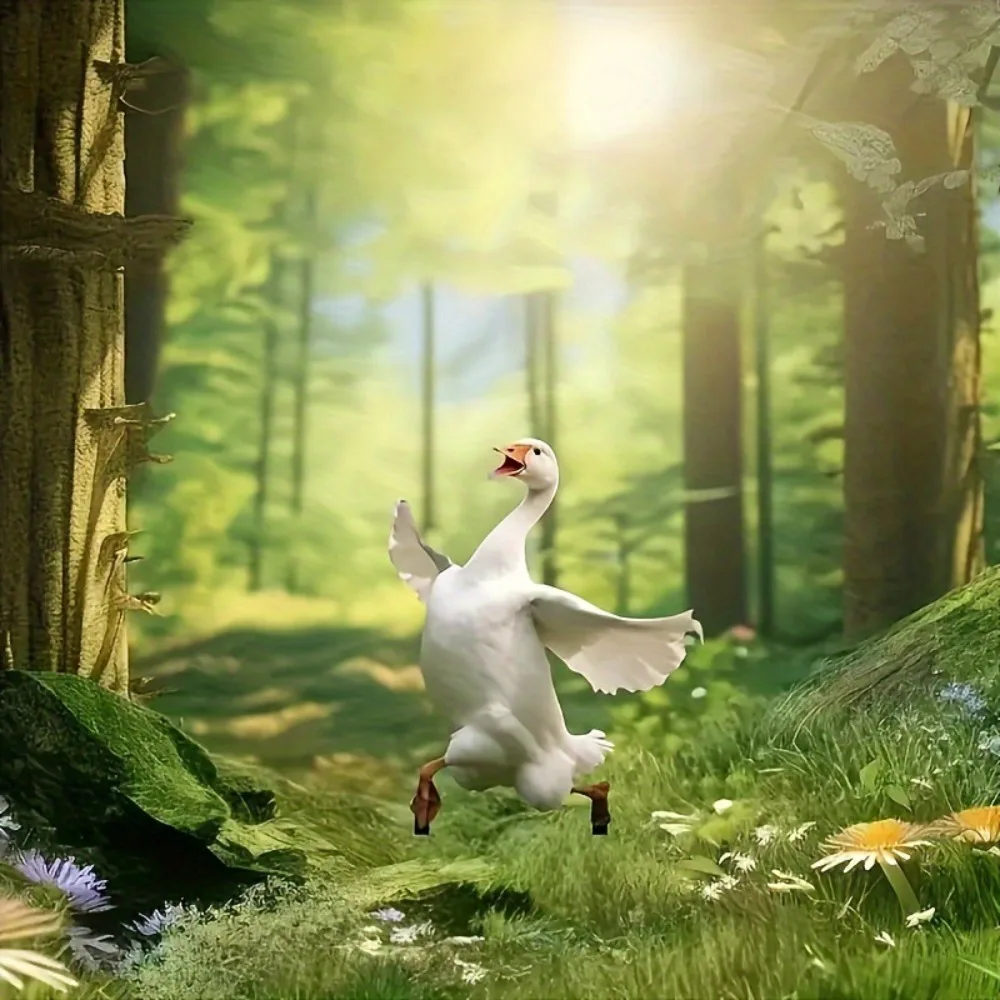 

Home Desk Decor Goose Acrylic Handicrafts Proposal Flower Giving Garden Ornaments Cute Goose Statue Acrylic Acrylic Goose Statue