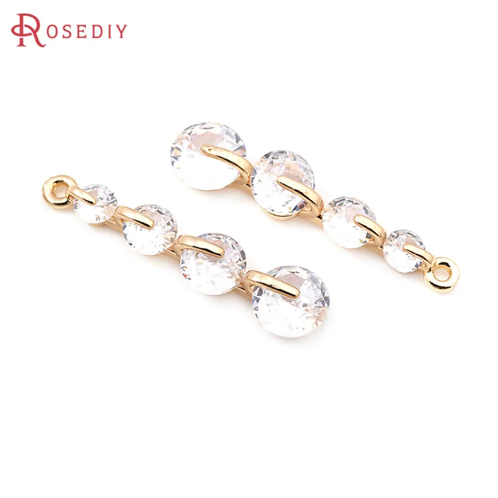 18K Gold Color Brass with Zircon 4 Zircon Connect Charms High Quality Necklace Earrings Diy Accessories Rosediy official-website