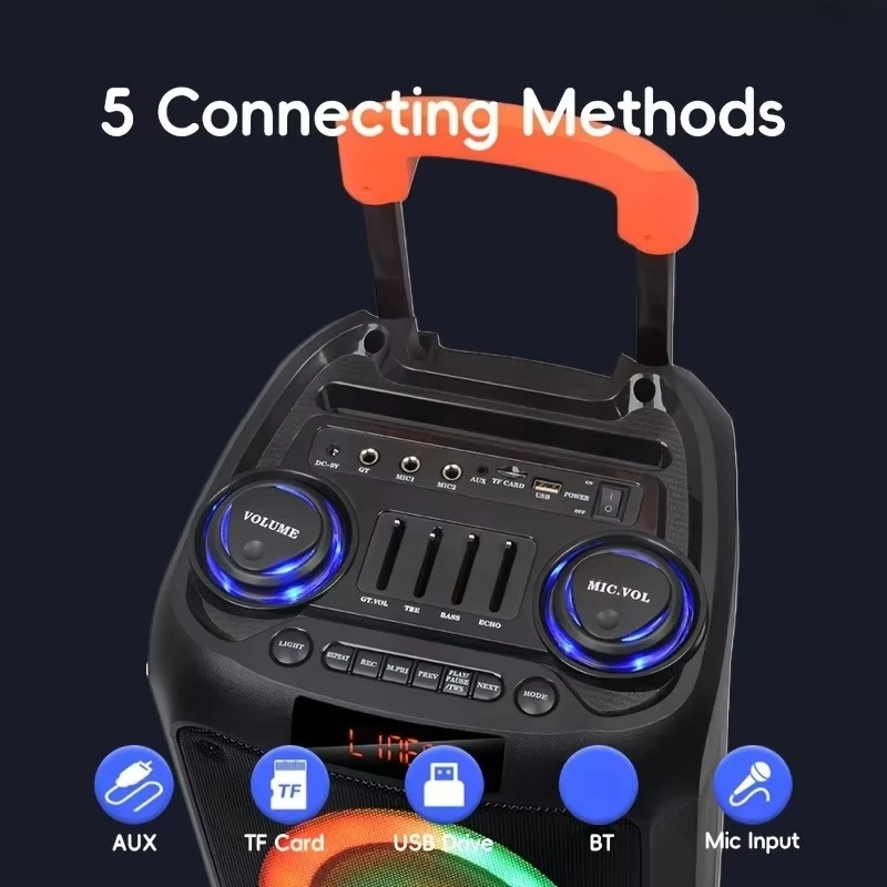 مكبر صوت M17 80W محمول عالي الجودة للحفلات BT مع إضاءة RGB LED لاستخدام المسرح المنزلي