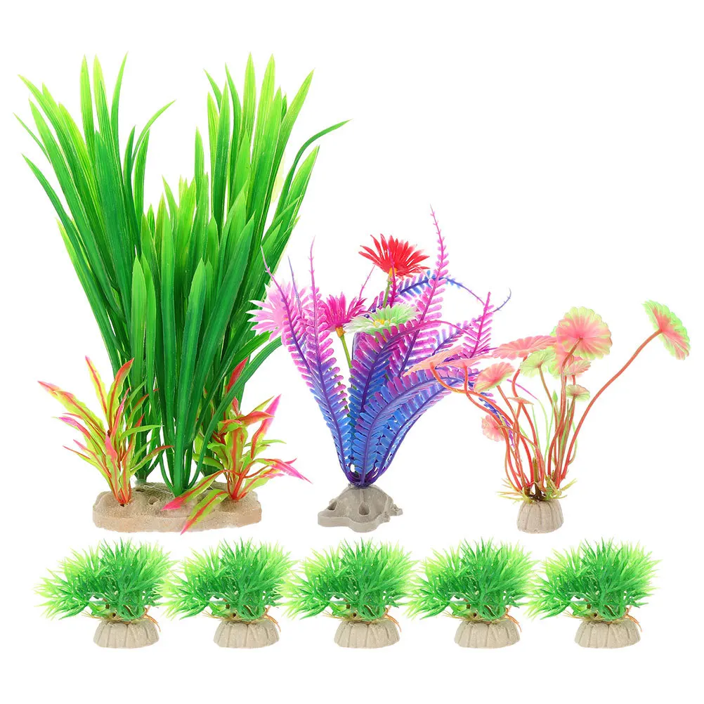 

8Pcs Water Grass Decoration Set Realistic Aquarium Plants Plastic Fish Tank Decor for Home Office Landscape Accessories
