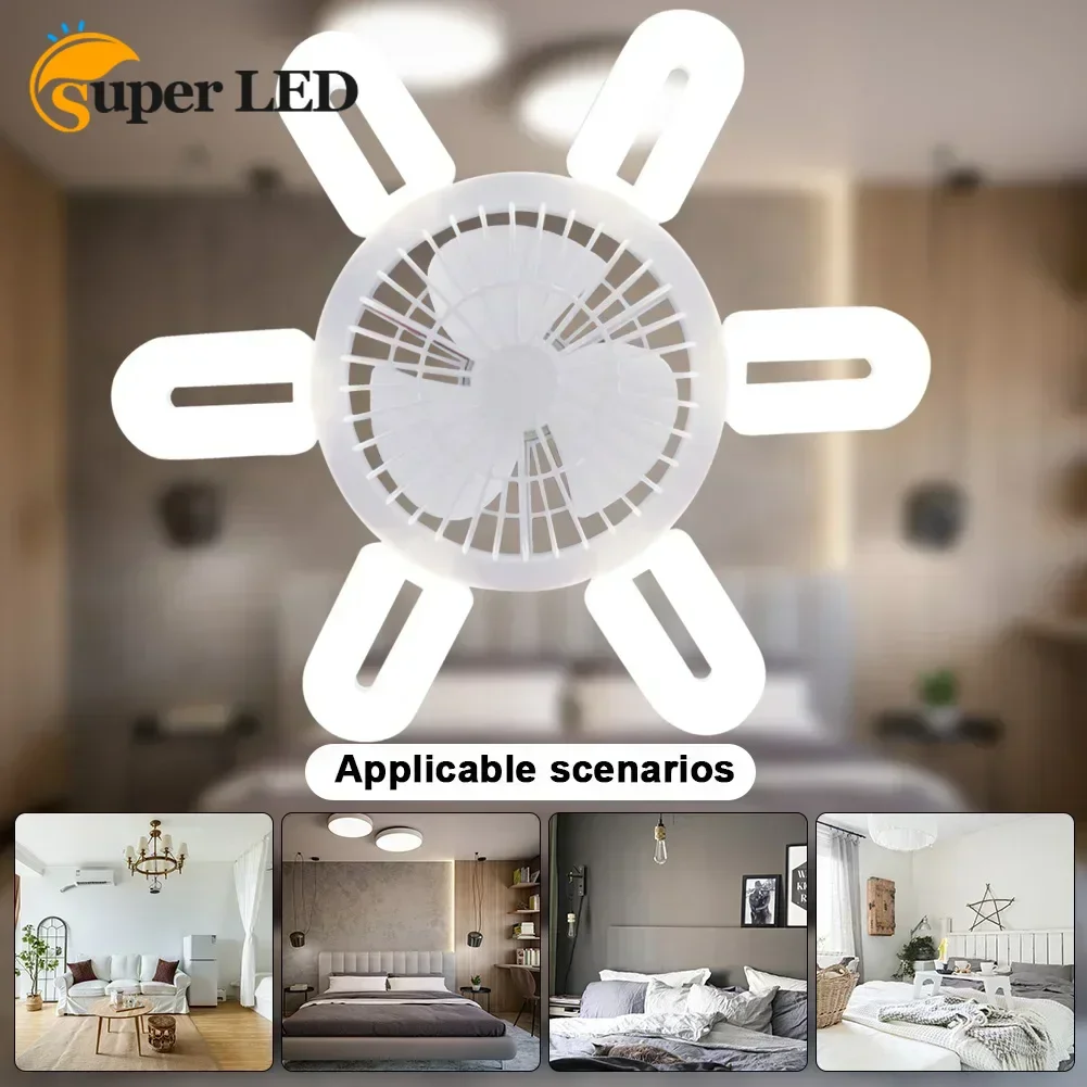 

60W Electric Chandelier Fan E27 Ceiling Fan Light Bulb 3 Speed Adjustable Eye Protection for Bathroom/Bedroom/Living Room/Garage