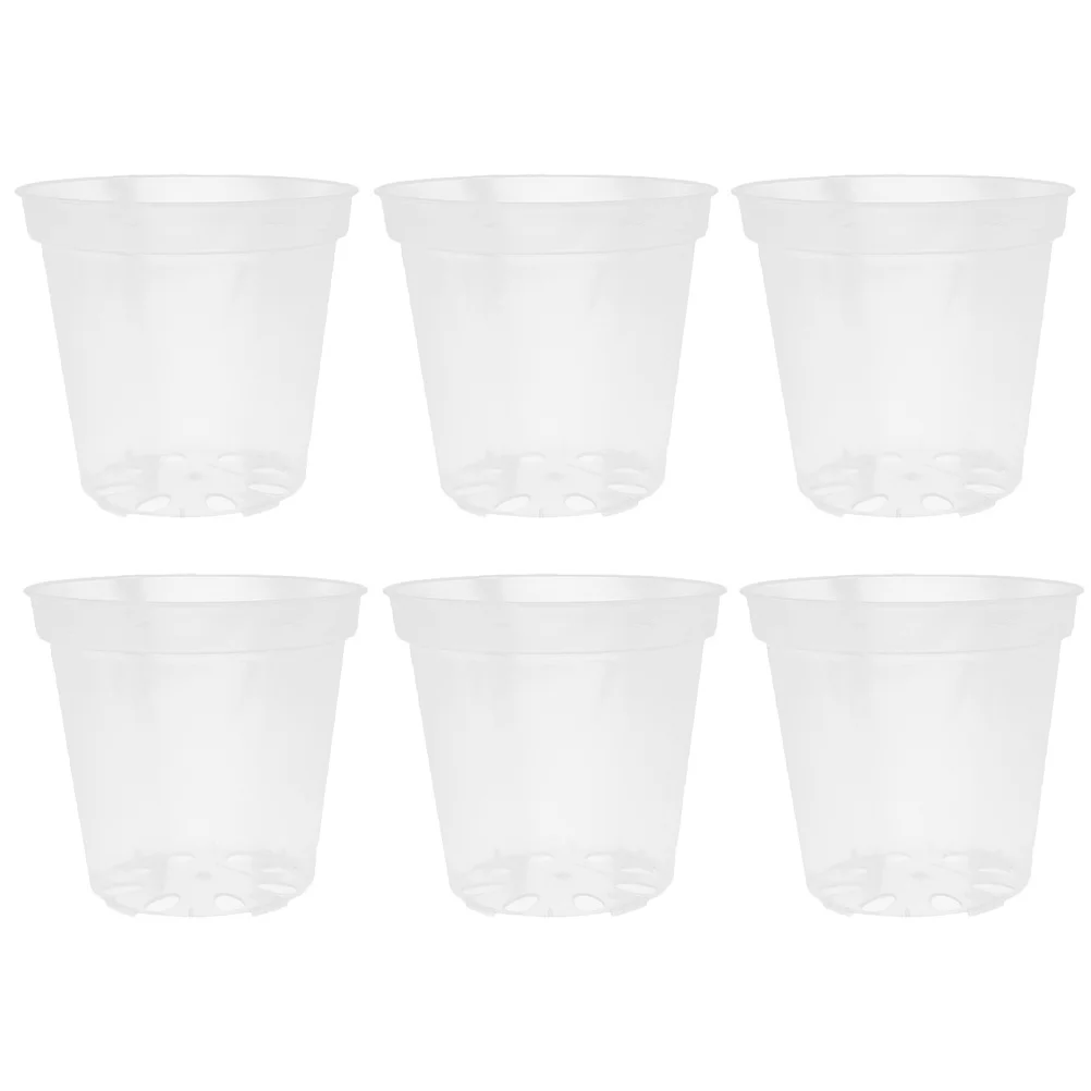 

6Pcs Clear Plastic Pots for Orchids Breathable Flower Pots with Holes for Garden Nursery Plastic Planters Decorative Orchid Pot