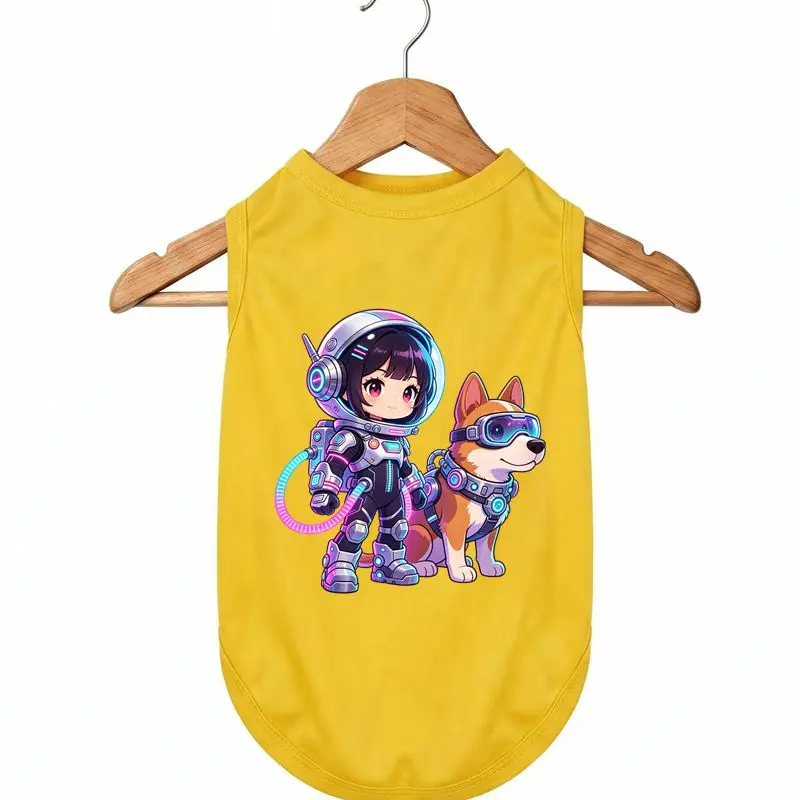 

Cute Dog Vest Summer Apparel, Space Girl Print, Lightweight Pet Clothes for Small Medium Dogs, Breathable Tank Top