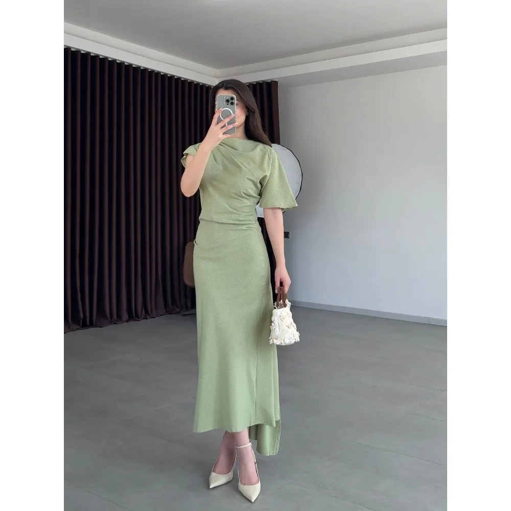 

Customized Mint Evening Dress Column Sheath Women Midi Elegant Party Dresses O Neck Mermaid Special Occasion Gowns 2026