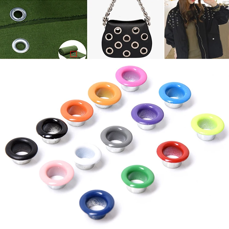 50pcs 4/6mm Multicolor Metal Eyelets Grommet Ring With Washer For DIY Leathercraft Scrapbooking Shoes Belt Cap Bag Tags Clothes