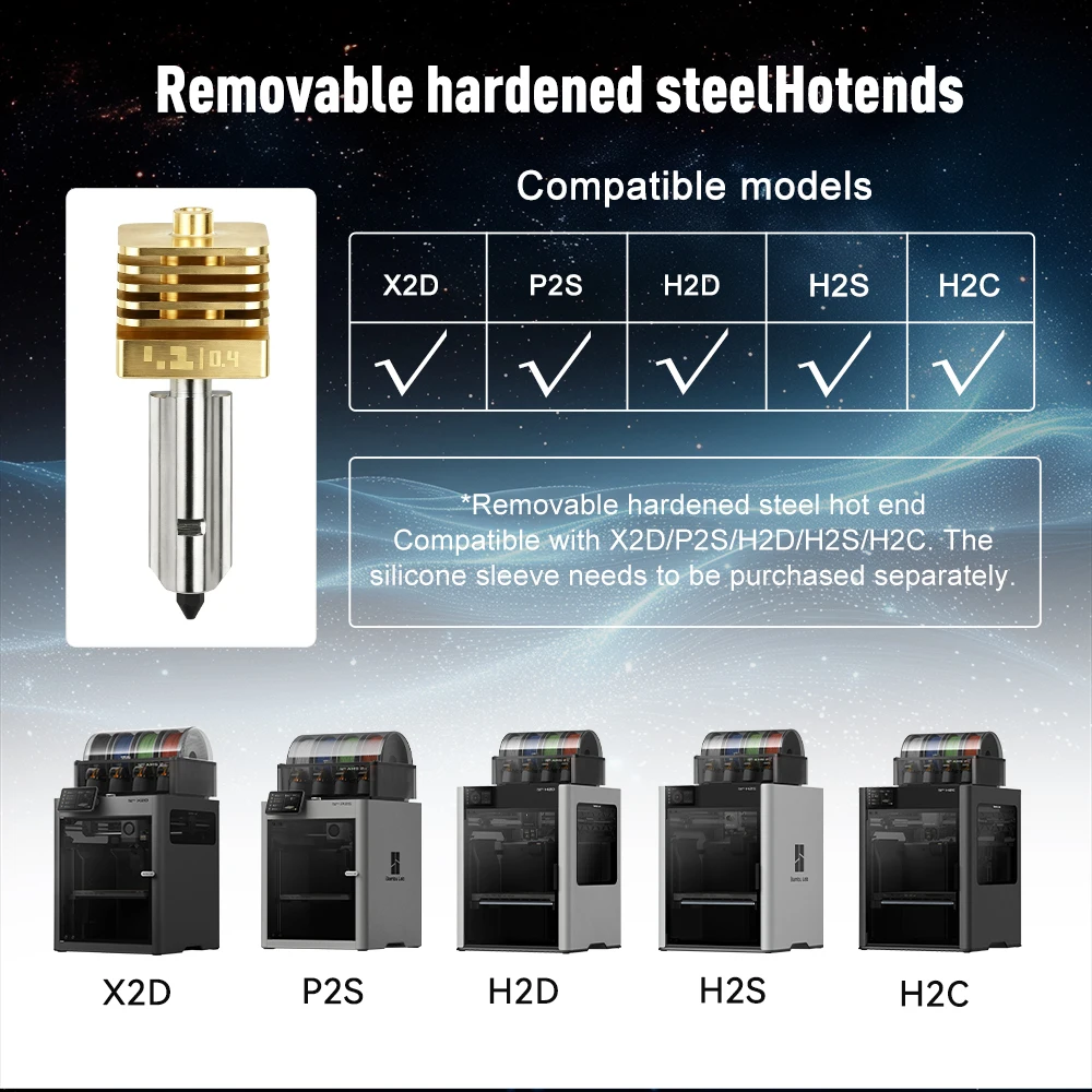Verbessertes Hotend-Kit für Bambu Lab P2S X2D H2S H2D H2C, abnehmbare Düse aus gehärtetem Stahl, Messingkühler, Hot-End 3D-Druckerteile – Detail 4