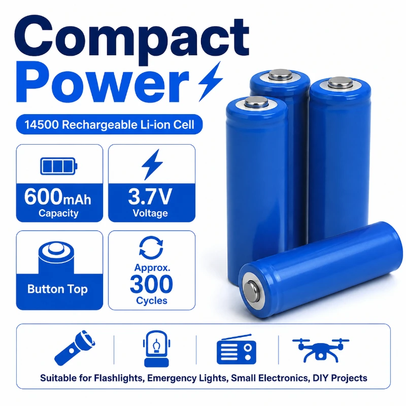14500 600mAh Cylindrical Lithium Battery 600mAh Pointed  3.7V Flashlight  Endurance  Emergency  Light  Lithium  Battery