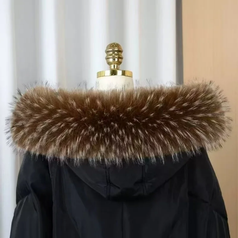 Plush Coat Fluffy Collar Multicolor Fake Fur Scarf Winter Faux Fur Collars for Women Warm Raccoon Fur Scarf Hood Fur Shawl Decor