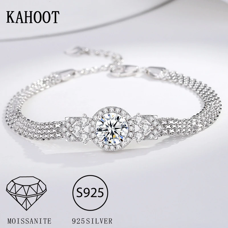 S925 Silver Moissanite Round Cake Bracelet French Gentle Style Fashionable and Versatile Valentine's Day Gift forGirlfriendsandF