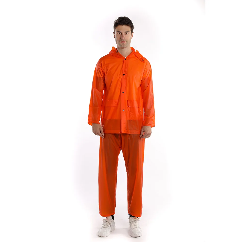 PVC Transparent Work Clothes Raincoat and Rain Pants Set Outdoor Duty Raincoat Anti-storm Rain Split Raincoat