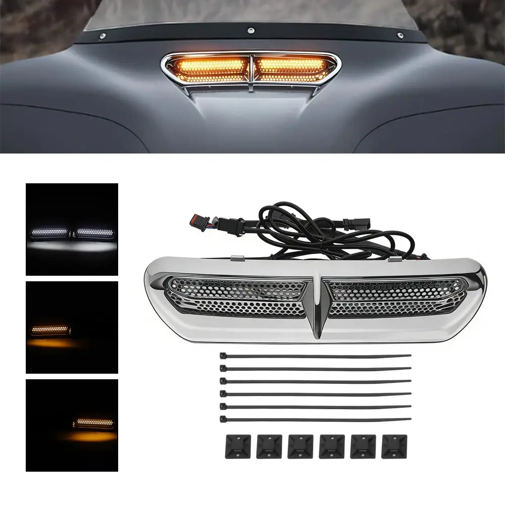 

Motorcycle Part LED Fairing Vent Light ABS Plastic Chrome/Black For Harley Touring Electra Glide Ultra Limited FLHTK 2014-2024