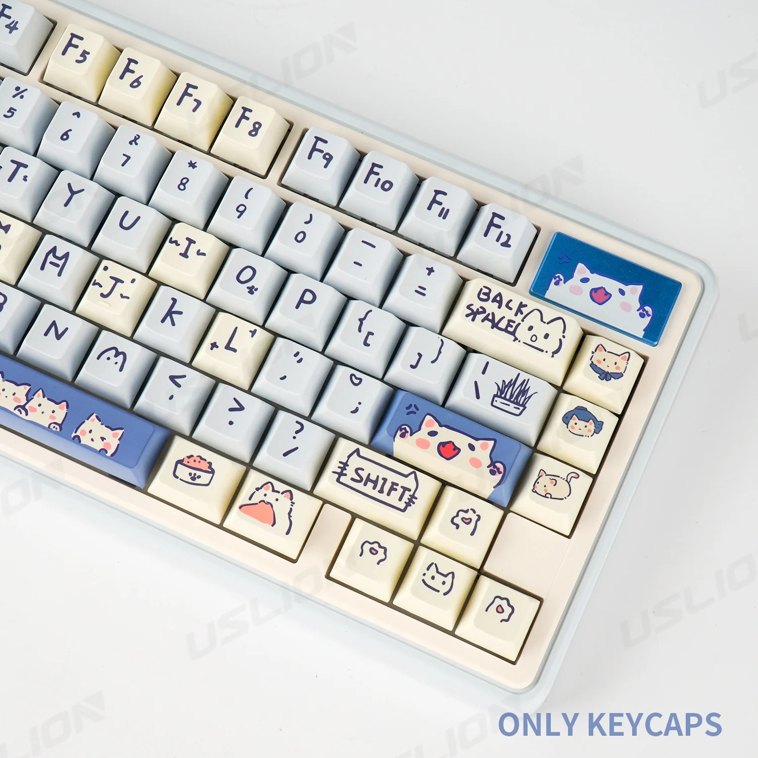 USLION 95Keys Cartoon PBT Keycaps Cherry Profile Customized Key Caps for 61/64/68/75/84Keys Gaming Mechanical Keyboard MX Switch