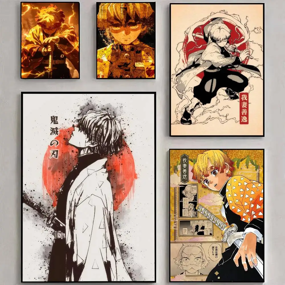 Póster adhesivo DIY, impresiones en papel blanco, carteles artísticos, pintura decorativa Vintage, Anime, Japón, A-Agatsumas, clásico Zenitsu