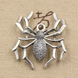 4 sztuk Charms pająk Halloween 35x32mm Antique Making wisiorek fit, w stylu Vintage tybetański brąz srebrny kolor, ręcznie robiona biżuteria DIY