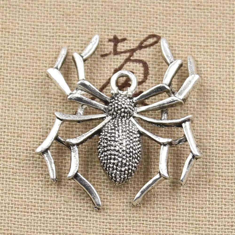 4 sztuk Charms pająk Halloween 35x32mm Antique Making wisiorek fit, w stylu Vintage tybetański brąz srebrny kolor, ręcznie robiona biżuteria DIY
