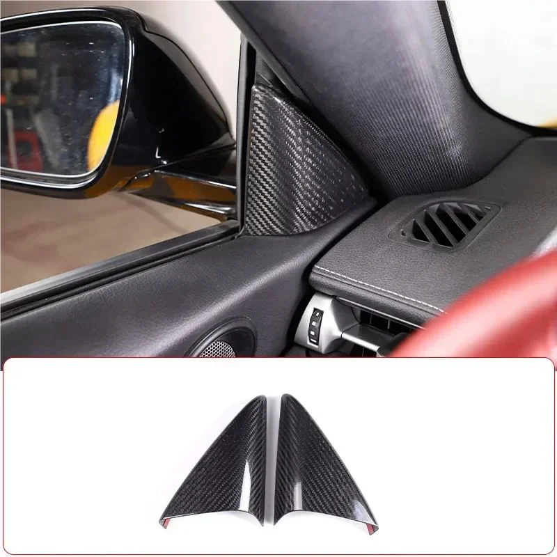 

For Toyota GR Supra A90 Real Dry Carbon Fiber Inner Door A Pillar Speaker Cover Decorative MK5 2019-2022 Sticker Accessories