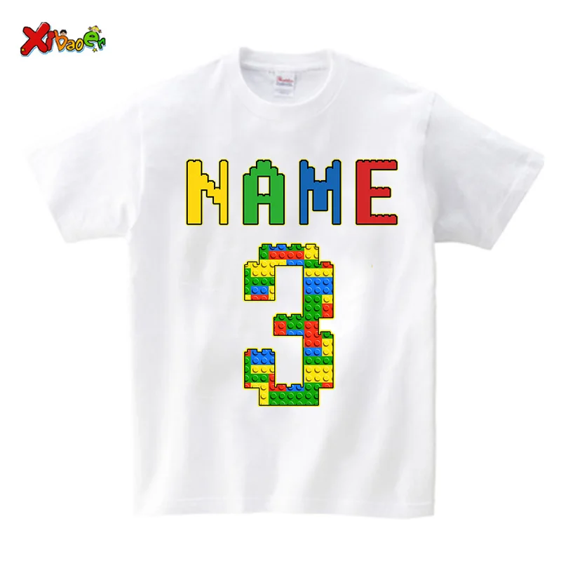 Birthday Party Shirt Family Matching Clothes Building Blocks Gaming TShirt Custom Name Dad Son T Shirt Baby Kids Name T Shirts